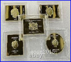 5pcs set Niue+Chad World famous painting jigsaw series silver&copper coin