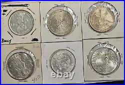 (6 COINS) MIXED WORLD SILVER COINS INCLUDING 1962 Guatemala 50 Fifty Centavos