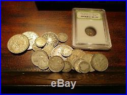 6+ Pound Lot of World Coins in A Vintage Cigar Box with Silver and Ancient Coin