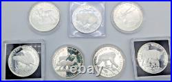 7 Silver Coins Set 1990 Cook Islands 50 Dollars Each Endangered World Wildlife