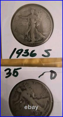 8 Rare Older Type 1935-1939 50c S/D mint Marks 8 Coins Total Tuff Finds! 8 Coins