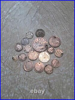 84 Grams 3 OZ TOTAL WEIGHT WORLD SILVER LOT HOLED UK France Italy 18 Coin Lot