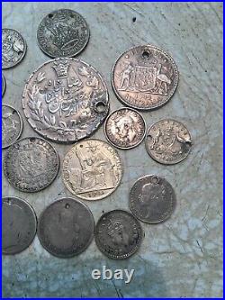 84 Grams 3 OZ TOTAL WEIGHT WORLD SILVER LOT HOLED UK France Italy 18 Coin Lot