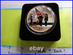 9-11 Enamel Wtc World Trade Police Firefighter 1st Responders 999 Silver Coin