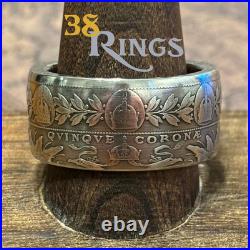 90% SILVER Austria 5 Corona COIN RING 1900-1909 SIZE 5-13 Europe World War 1 90% SILVER Austria 5 Corona COIN RING 1900-1909 SIZE 5-13 Europe World War 1