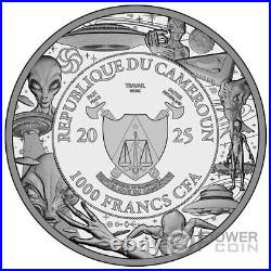 ALIEN WORLD AND UFO Not Alone 1 Oz Silver Coin 1000 Francs Cameroon 2025