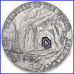 AMETHYST Treasures Of The World Silver Coin 5$ Palau 2013