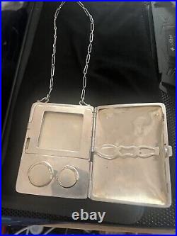 ANTIQUE! Gorgeous WHSCo. 925 Sterling Silver Wallet / Purse w Chain Handle