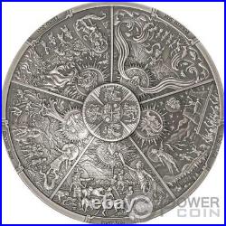 AZTEC FIVE SUNS Ages of Man Creation of World 3 Oz Silver Coin 20$ Palau 2021