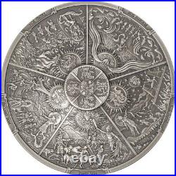 AZTEC FIVE SUNS Ages of Man Creation of World 3 Oz Silver Coin $20 Palau 2021