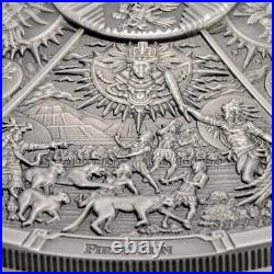 AZTEC FIVE SUNS Ages of Man Creation of World 3 Oz Silver Coin $20 Palau 2021