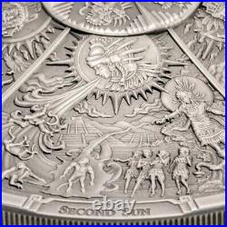 AZTEC FIVE SUNS Ages of Man Creation of World 3 Oz Silver Coin $20 Palau 2021