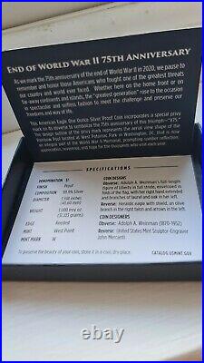 American Eagle End of World War II 75th Anniversary Silver Proof Coin IN HAND