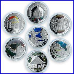Andorra set of 7 coins 10 dinars Wonders of World UNESCO colorized silver 2009