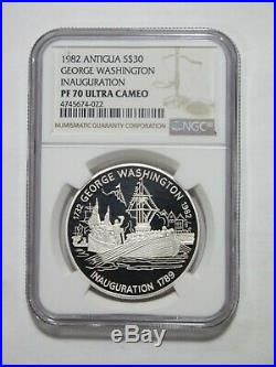 Antigua 1982 $30 Dollars Geo Washington Silver World Coin Ngc Pf70 Ultra Cameo