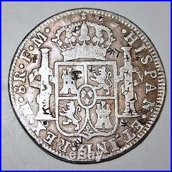 Antique Mexico 1792 8 Reales Silver Coin, Chop Marks, Colonial Coinage, World