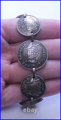 Antique World War 11 Sterling Silver Sweetheart Australian Coin Bracelet Antique World War 11 Sterling Silver Sweetheart Australian Coin Bracelet