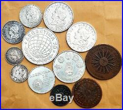 Argentine Rare lot of 12 coins, silver 1854-1883, 1978 Soccer World Cup