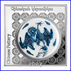 Armenia Chinese Pottery 925 Fine Silver Bar Coin Ceramics of the World 1000 Dram
