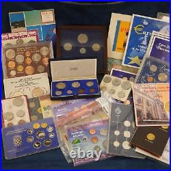 Assorted Lot of 45 World Coin Mint Sets Copper Nickel Some Silver Free Ship US