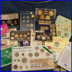 Assorted Lot of 45 World Coin Mint Sets Copper Nickel Some Silver Free Ship US