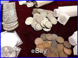 Assorted U. S. & World Coins Estate Sale Lot Silver Bars Proofs Currency Errors
