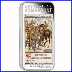 Australia 2017 Posters of World War I Home League 1 OZ $1 SILVER Rectangle COIN