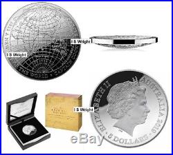Australia 2019 $5 A Map of the World/ Voyages of Capt Cook Domed Silver Proof