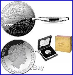Australia 2019 $5 A Map of the World/ Voyages of Capt Cook Silver Domed Proof