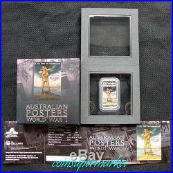 Australia Posters Of World War I Enlistment 2014 1oz Silver Proof Rectangle Coin