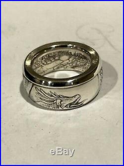 Aztec World Of Dragons Mens. 999 Pure Silver Coin Ring Size 7-16 Anniversary