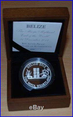 BELIZE 10 DOLLAR SILVER COIN 2012 Maya mythical end of the world WithBOX