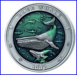 BLUE WHALE Underwater World 3 Oz Silver Coin 5$ Barbados 2020