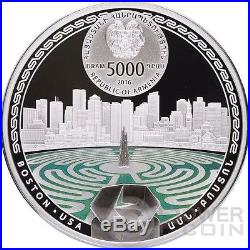 BOSTON Labyrinths Of The World 2 Oz Silver Proof Coin 5000 Dram Armenia 2016