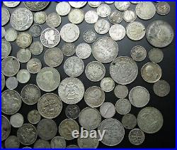 BULK LOT 158 x SILVER WORLD COINS 18th CENTURY ONWARDS USA, SA, INDIA, ETC