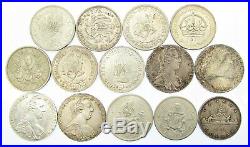 BULK LOT OF 14 x WORLD CROWN SIZED SILVER COINS DOLLARS / THALERS ETC