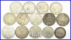 BULK LOT OF 14 x WORLD CROWN SIZED SILVER COINS DOLLARS / THALERS ETC