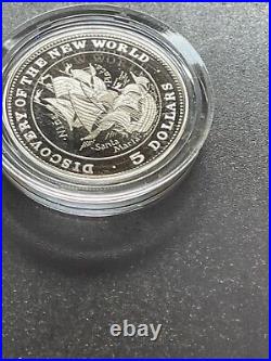 Bahamas 5 Dollars Silver 1992 Proof Discovery of the New World coin Nina Royal