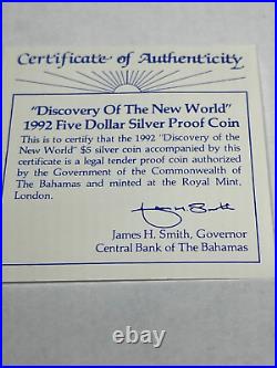 Bahamas 5 Dollars Silver 1992 Proof Discovery of the New World coin Nina Royal