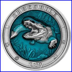 Barbados 2019 5$ Underwater World Crocodile 3oz Silver Coin