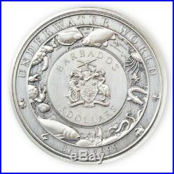 Barbados 2021 5$ Octopus Underwater World 3oz Silver Coin