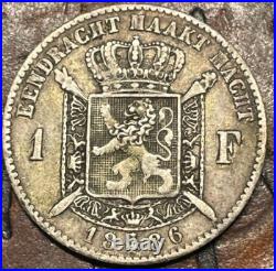Belgium 1 Franc 1886 Strong Details World Coin Rare Silver Coin