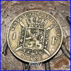 Belgium 1 Franc 1886 Strong Details World Coin Rare Silver Coin