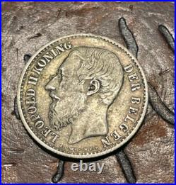 Belgium 1 Franc 1886 Strong Details World Coin Rare Silver Coin