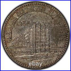 Belgium 1935 50 Francs Silver Coin Railway Brussels World Fair Original Box