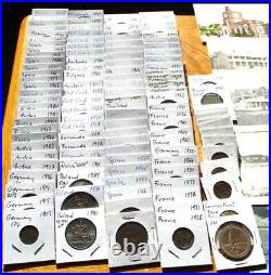 Big Lot Of Old Coins & Postage From All Over The World In Holders