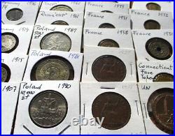 Big Lot Of Old Coins & Postage From All Over The World In Holders