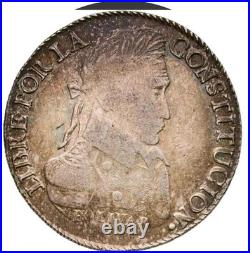 Bolivia 1837PTS LM 8 sols old world silver coin HIGH GRADE #5404