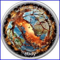 Burning Earth III Global Warming 1 oz BU Silver Coin 2$ Niue 2023