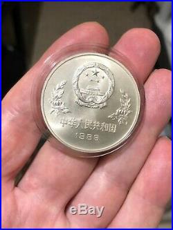 CHINA 1986 World Cup Soccer Futbol Scarce MATTE Finish 5 YUAN Silver Proof Coin